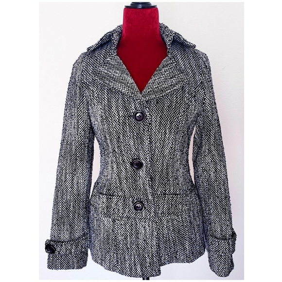 Poetry Jackets & Blazers - POETRY CLOTHING BLACK/WHITE BUTTON DOWN COAT